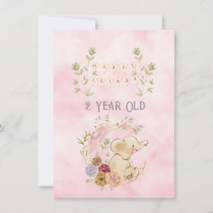 Carte Enfant de 2 ans Joyeux anniversaire Elephant Baby 