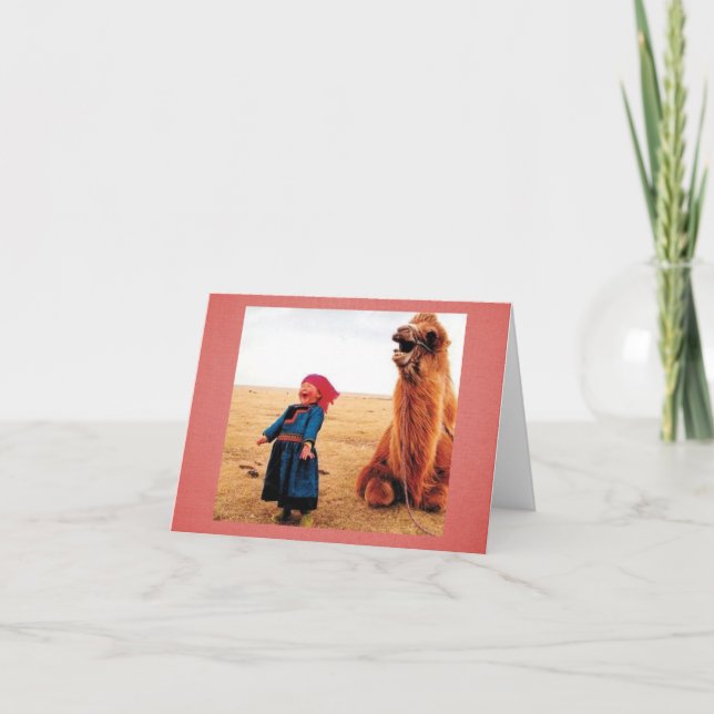 Carte Enfant et chameau de Laugh (Devant)