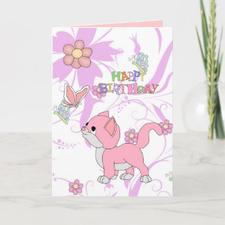 Carte Enfant Filles Joyeux Anniversaire Fille Chat