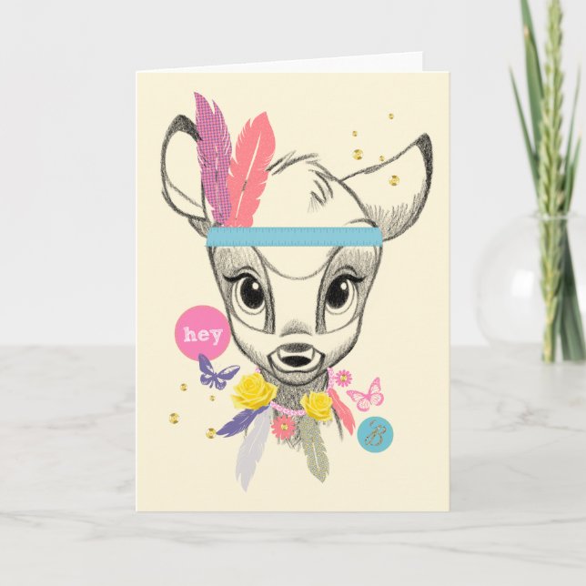 Carte Enfant Fleur Bambi - Hey (Devant)