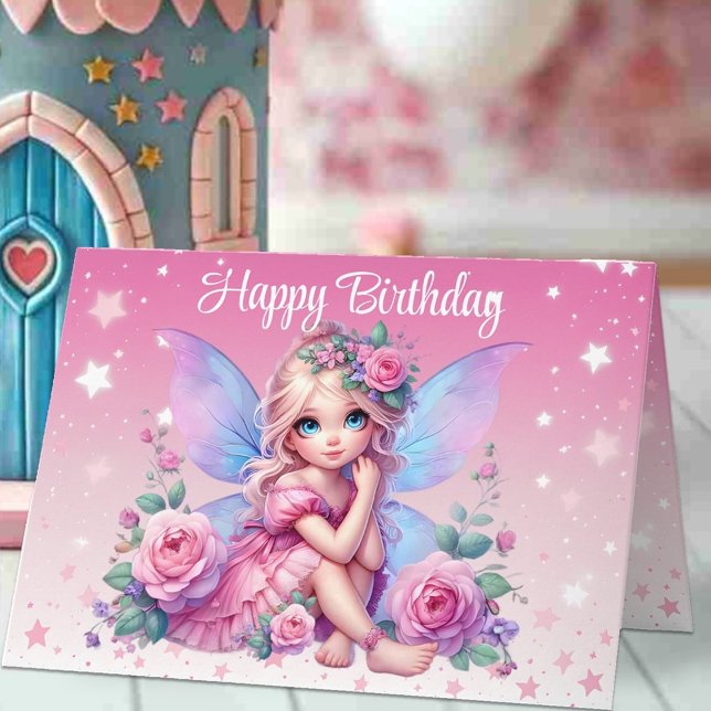 Carte Enfant poilu avec roses roses roses douces Joyeux  (Créateur téléchargé)