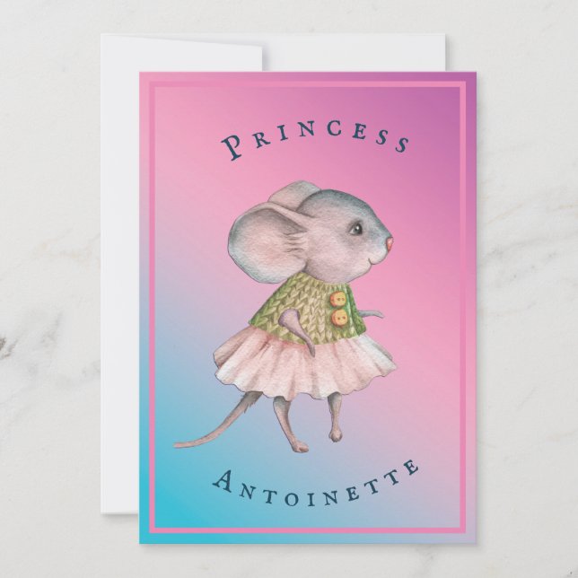 Carte Enfant rose Bleu Fille Rat Souris personnelle Anni (Devant)
