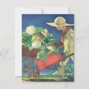 Carte Enfant Vintage, Jardinage Biologique; Jardin de la