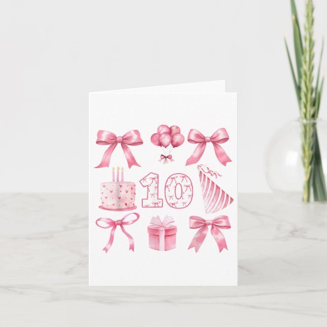 Carte Enfants 10e Coquette fête d'anniversaire Dix ans G (Devant)