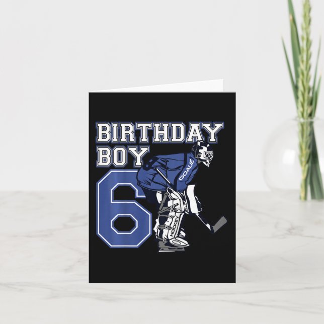 Carte Enfants 6 ans Hockey sur glace Goalie Thème Annive (Devant)