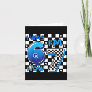 Carte Enfants bleus à carreaux j'avais 6 ans j'ai 7 ans