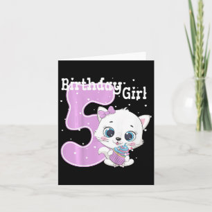 Carte Enfants Chat 5Anniversaire Chemise Filles Kitten A