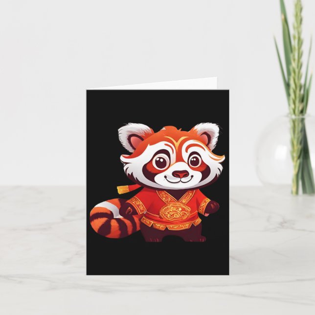 Carte Enfants Chinois Filles Garçons Drôle Panda Rouge D (Devant)