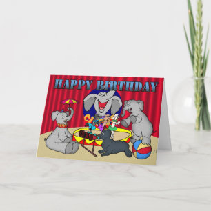 Carte Enfants Circus Elephant heureux anniversaire