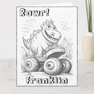 Carte Enfants Colorer Dinosaur Monster Camion Anniversai