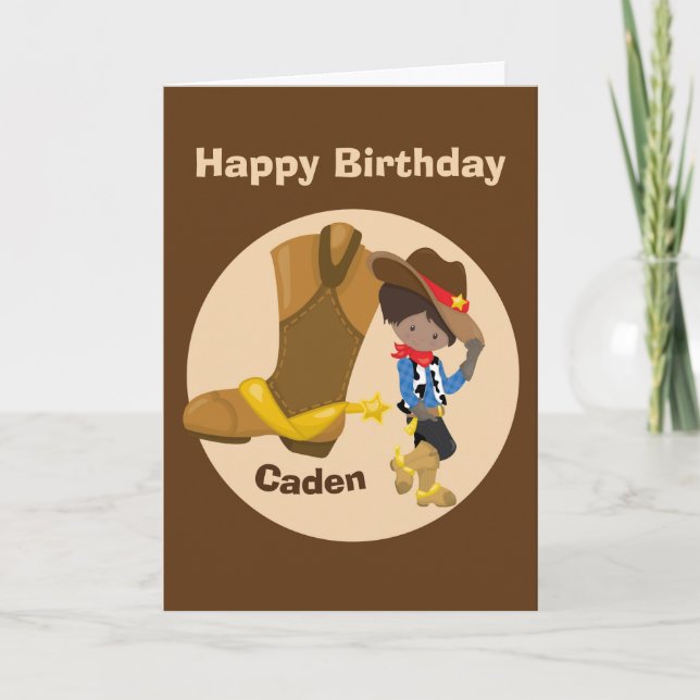 Carte Enfants Cowboy Personnalisé Hispanique Garçon Joye (Devant)