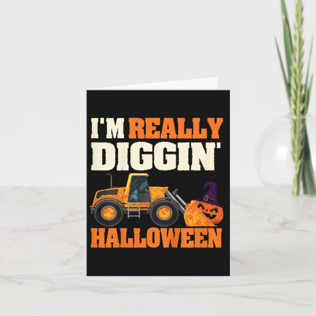 Carte Enfants creusant Halloween Citrouille Camion Enfan (Devant)