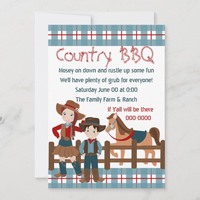 Carte Enfants de Cowboy (Devant)