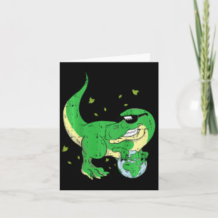 Carte Enfants dinosaure tenant la planète Jour de la Ter