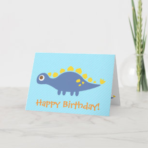 Carte Enfants dinosaures de Cute Stegosaurus heureux ann