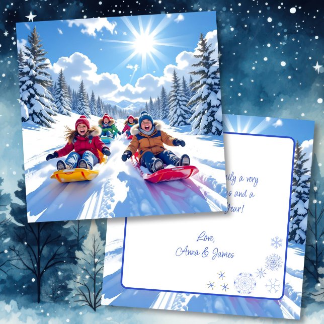 Carte Enfants Dormir Hiver Noël personnalisé (Créateur téléchargé)