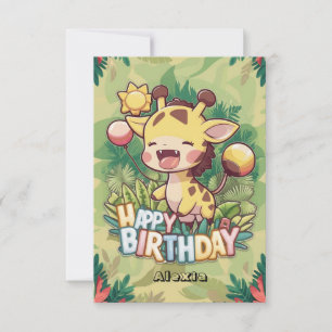 Carte Enfants élégants Giraffe Anniversaire