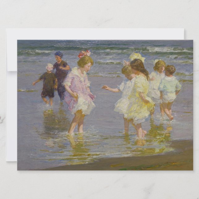 Carte Enfants en train de patauger sur la plage (par E.H (Devant)