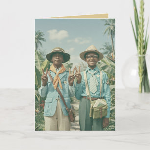 Carte Enfants Explorateurs Vintage dans un Jardin Tropic