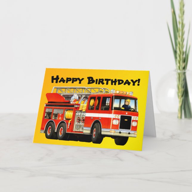 Carte Enfant's Fire Truck Custom Joyeux anniversaire (Devant)