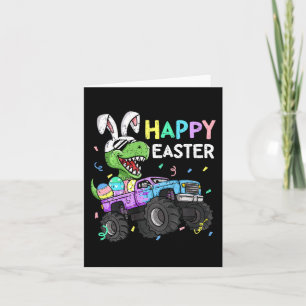 Carte Enfants Garçons Happy Pâques T-rex Bunny Monster C