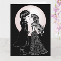 Enfants gothiques emo mignons s'embrassent pour la