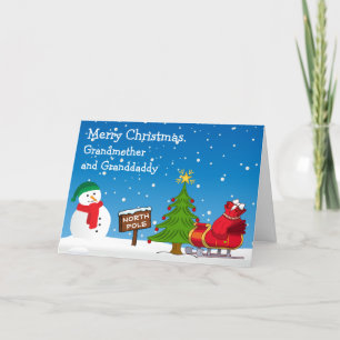 Carte Enfants Grand-Parent Arbre de Noël Pôle Nord Snowm