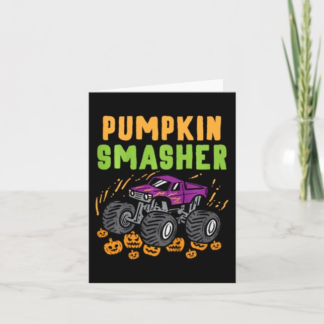 Carte Enfants Halloween Monster Truck Citrouille Smasher (Devant)