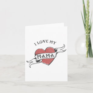 Carte Enfants J'Aime Ma Mama Heart Tattoo Fête des mères