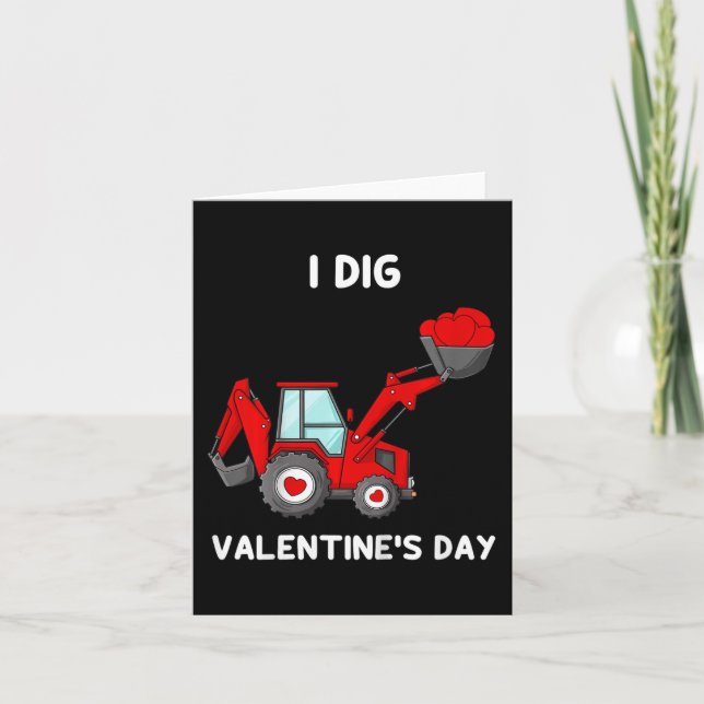 Carte Enfants Je Creuse Valentines Jour Coeurs Tracteur  (Devant)