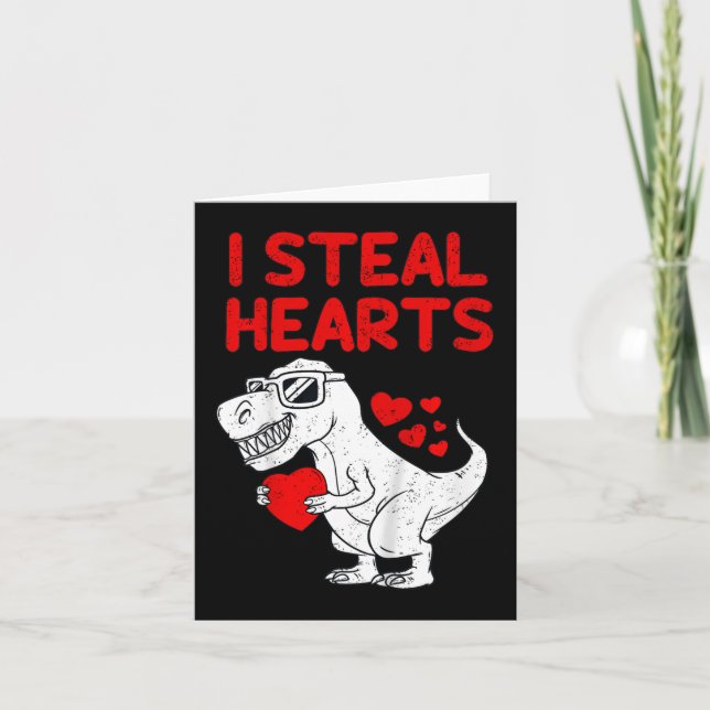 Carte Enfants Je Vole Coeurs T Rex Dino Valentines Jour  (Devant)