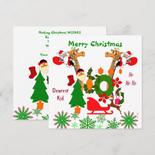 Carte Enfants Joyeux Noël Hurler Père Noël équitation Gi