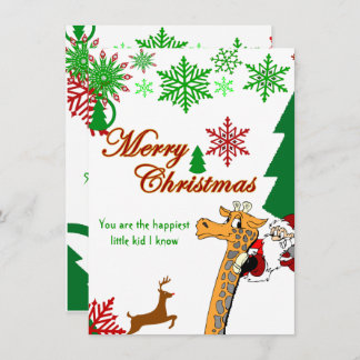Carte Enfants Joyeux Noël Père Noël équitation Giraffe R
