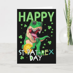 Carte Enfants Joyeux St Patricks Day T-rex Dinosaure Gar