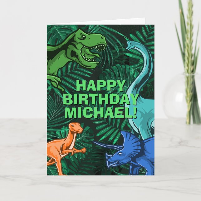 Carte Enfants Jurassic Dino Personnalisé Dinosaure Anniv (Devant)