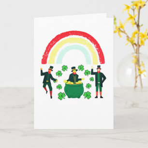 Carte Enfants Leprechaun Or Arc-en-ciel Fête de la Sain