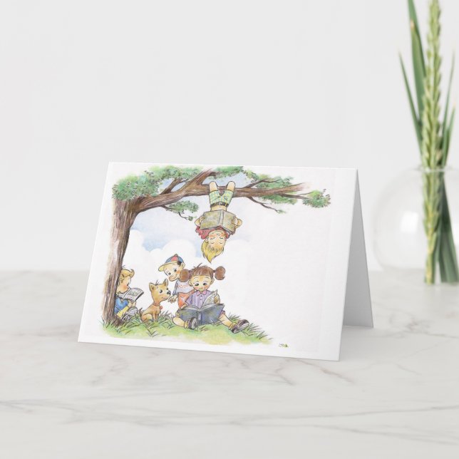 Carte Enfants lisant des livres (Devant)