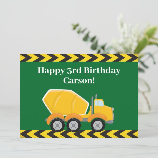 Carte Enfants Mixer en béton Camion Garçons verts Annive (Debout devant)