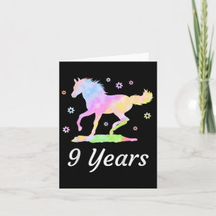 Carte Enfants Neuf Ans 9Anniversaire Cheval Rider Arc-en