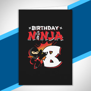Carte Enfants Ninja Cadeau de fête d'anniversaire - 8 an