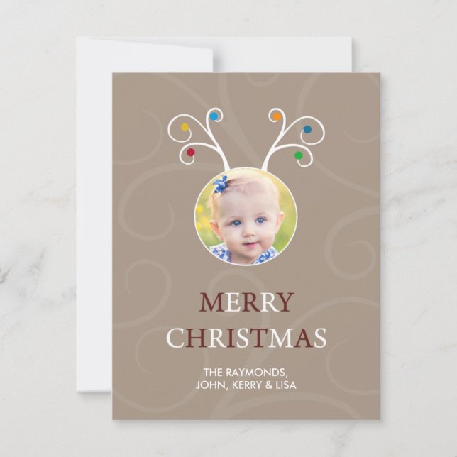 Carte Enfants Noël Rudolph Cute Photo (Devant)