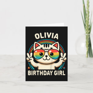 Carte Enfants Nom Olivia Anniversaire Fille Chat