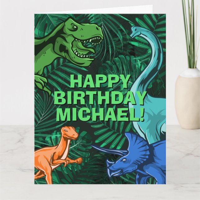 Carte Enfants Personnalisés Jurassic Dino Dinosaur Anniv (Devant)