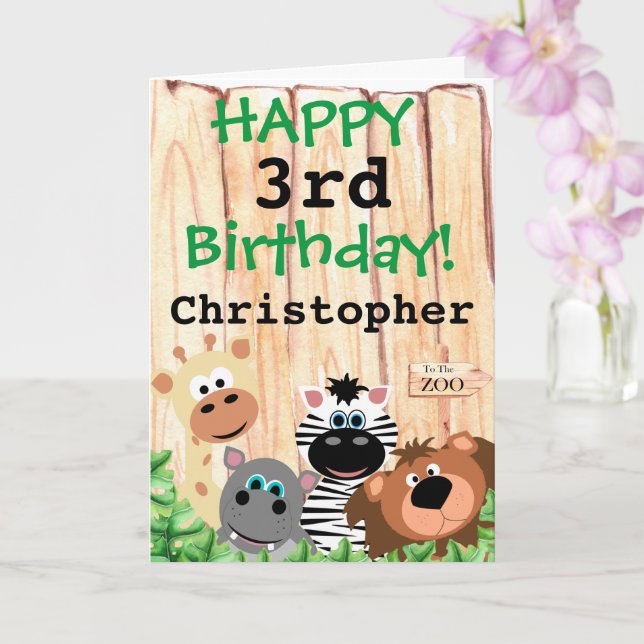Carte Enfants personnalisés Zoo Jungle Anniversaire à th (Orchidée)