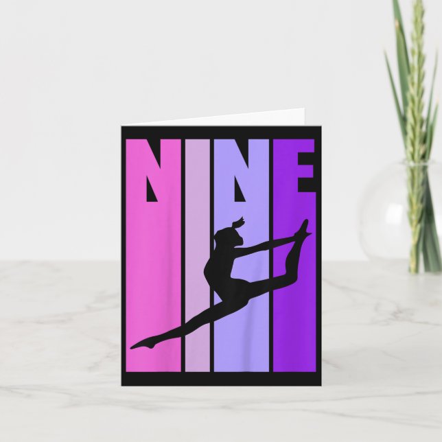 Carte Enfants Retro Girls Gymnastique 9 9ème Anniversair (Devant)