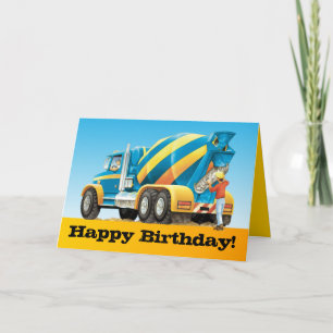 Carte Enfants sur mesure Mixer en béton Camion Joyeux an