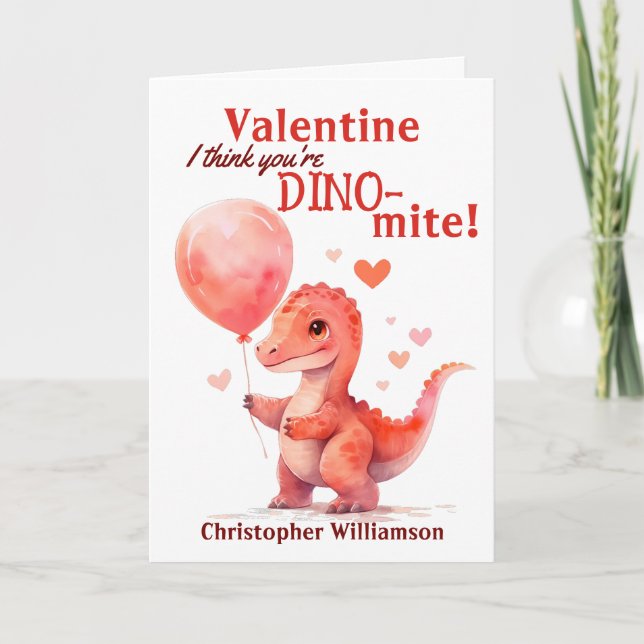 Carte Enfants Valentines Day Vous êtes Dino-mite Dinosau (Devant)