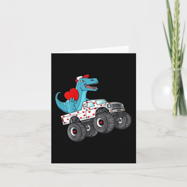 Carte Enfants Valentines Jour T Rex équitation Monster T (Devant)
