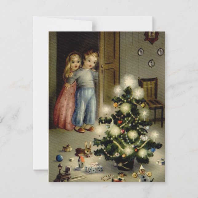 Carte Enfants vintages Matin de Noël (Devant)