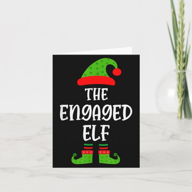 Carte Engaged Elf Family Matching Christmas Engagement  (Devant)